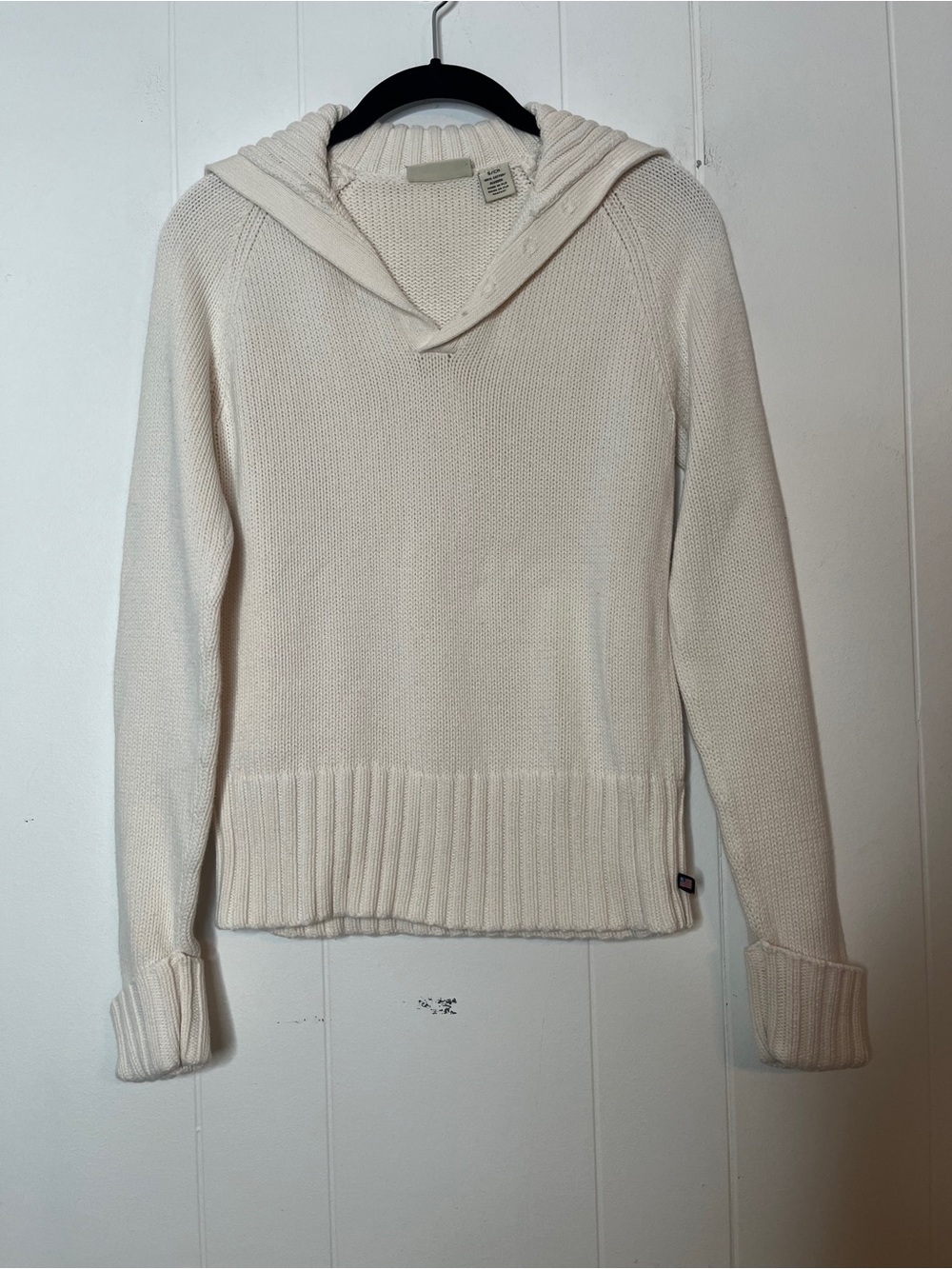 Ralph Lauren Women's Cream Sweater Sailor Collar Cotton Size S Coastal